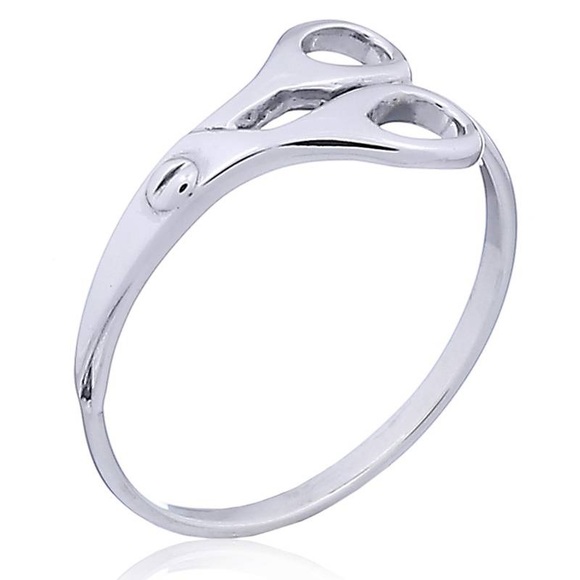 Sterling Silver Scissors Band Ring - Picture 2 of 4